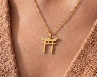 Torii Tor Halskette | Sterling Silber Schmuck | Japanisches Shinto-Symbol | Bedeutungsvolles spirituelles Geschenk
