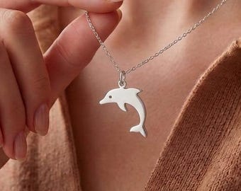 Dolphin Pendant Necklace | 925 Sterling Silver Jewelry | Ocean Spirit Minimal Style | Meaningful Gift for Animal Lovers