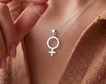 Venus Symbol Necklace, | 925 Sterling Silver for Women | Feminist Symbol Empowerment | Meaningful Gift for Her