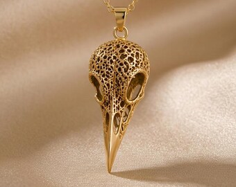 Raven Skull Relic pendant | Sterling Silver | Gothic Nature Theme | Unique Statement Gift