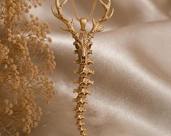 Sacred Deer Spine Halskette | 925er Silber | Natur inspiriert Schmuck | Symbolisches Geschenk der Natur