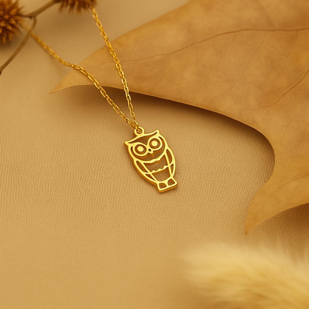 Sterling Silver Owl Necklace, Bird Charm Pendant, Handmade Nature Jewelry, Dainty Animal Necklace