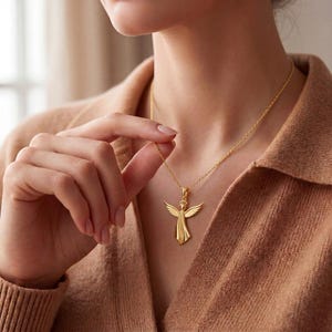 Sculpted Angel Pendant | 925 Sterling Silver | Guardian Angel Theme | Sympathy & Protection Gift bild 6
