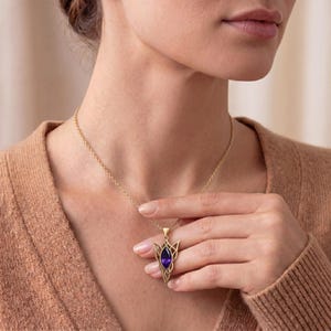 Elven Birthstone Pendant Necklace | Sterling Silver Amethyst | Elven Fantasy & Mystical Design | Meaningful Gift for Her image 3