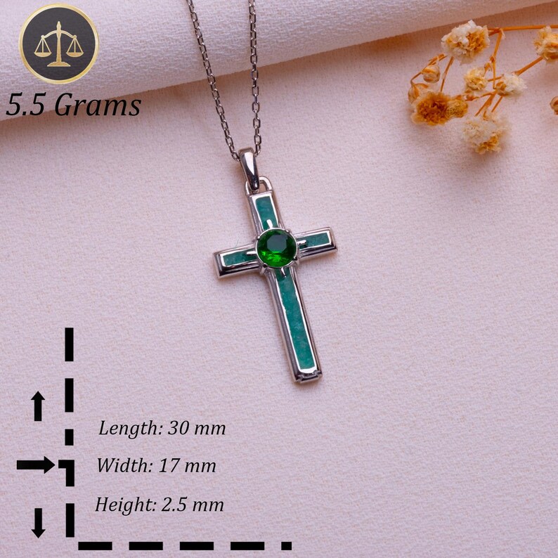 Handmade Natural Stone Cross Necklace with Birthstone, crafted from 925 sterling silver. Sideways cross symbolizes faith and protection, with natural stone resin for healing and personal energy. Available in 14K gold, silver, rose gold, or black plating. Adjustable cable chain (14–22 inch) with lobster clasp. Hypoallergenic and nickel-free. Perfect for baptisms, birthdays, or meaningful spiritual gifts. Gift-ready packaging included.