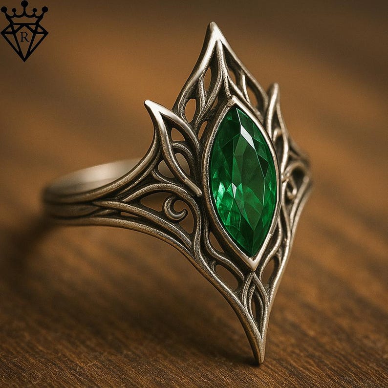 Handmade Onyx Elven Ring | 925 Sterling Silver Fantasy Jewelry | Black ...
