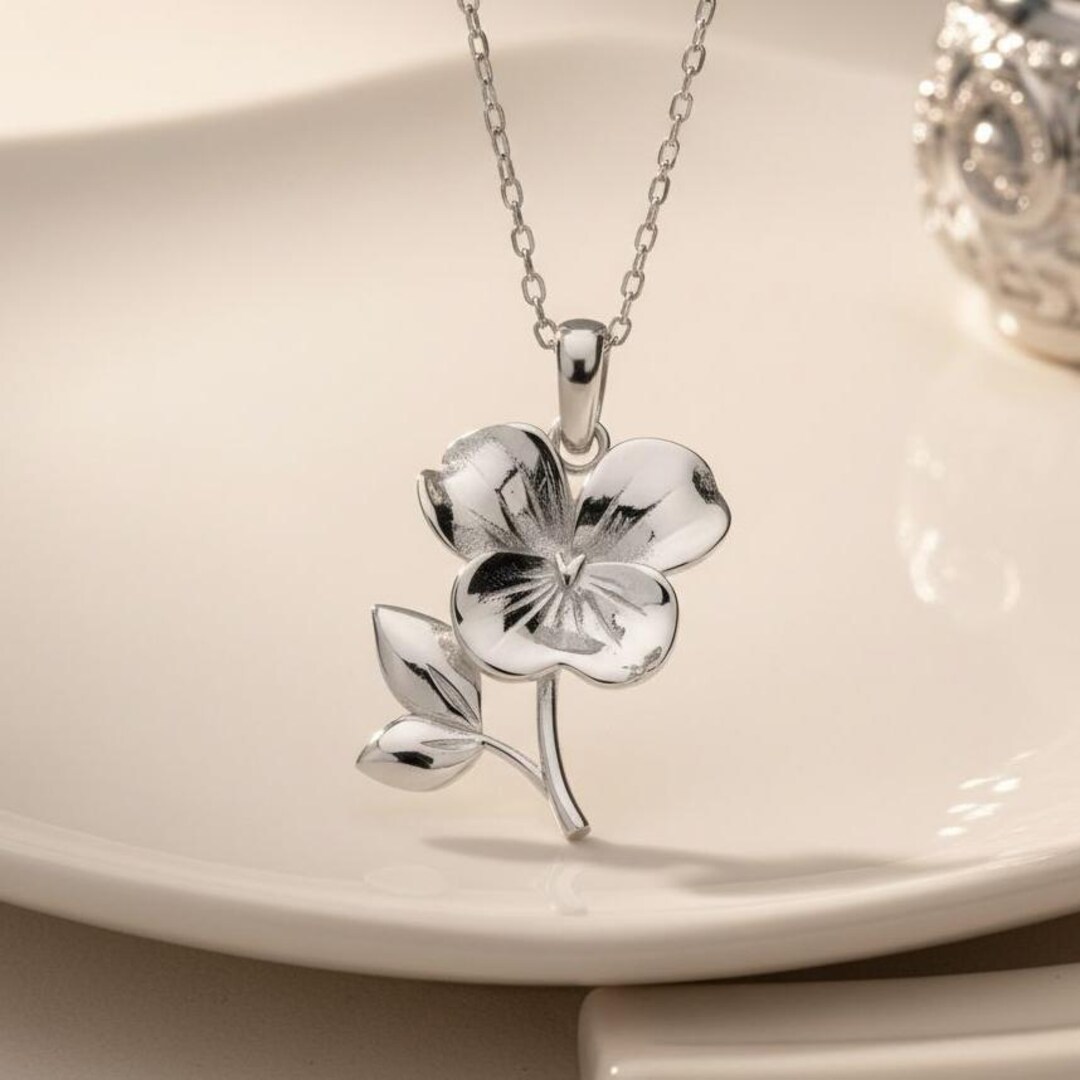 Collana Argento 925 Con Ciondolo Fiore - Gioiello Donna Elegante (Lunghezza 45cm)