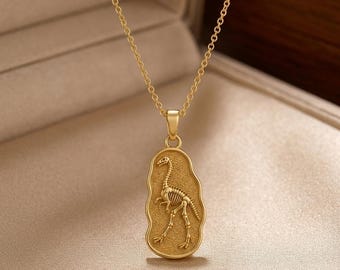 Gallimimus Fossil Pendant Necklace | 925 Sterling Silver | Paleontology Inspired Design | Unique Science Enthusiast Gift