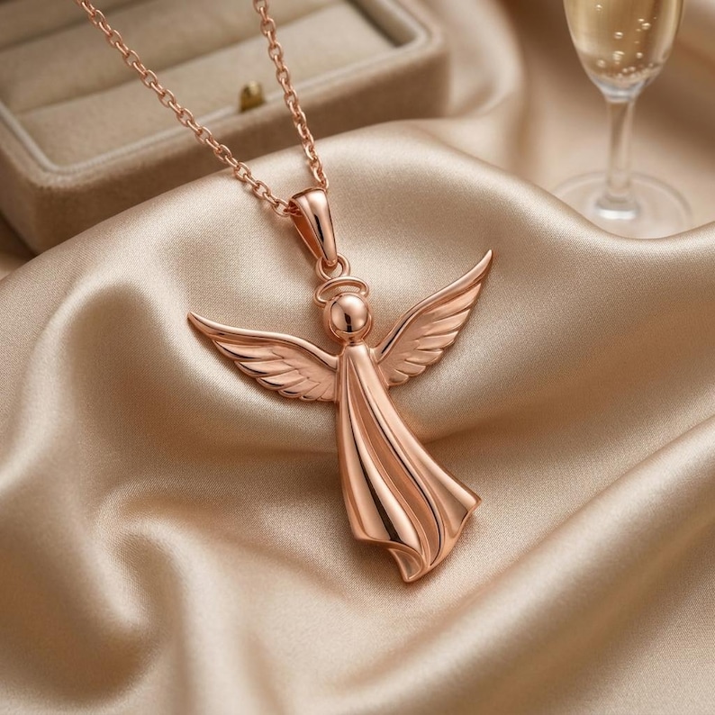 Sculpted Angel Pendant | 925 Sterling Silver | Guardian Angel Theme | Sympathy & Protection Gift bild 4