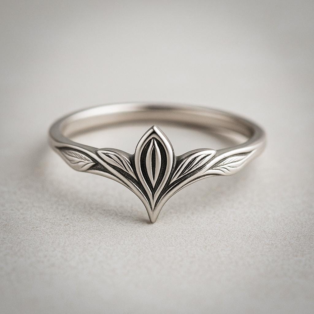 Elf Style Rings Minimalist Elf Ring | 925 Sterling Silver | Elven Fantasy Leaf Band ...
