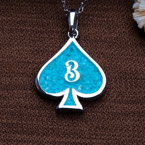 Collar con inicial turquesa, gargantilla de perlas, colgante vintage delicado, joyería de plata personalizada con letras, dije de ágata oceánica hecho a mano, regalo de piedra natural