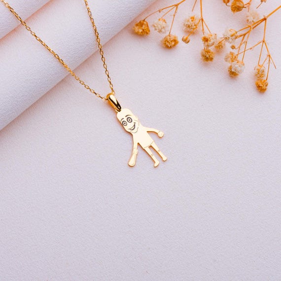 Tung Tung Sahur Neklace-silver Boy and Girl Pendant Necklace–gold