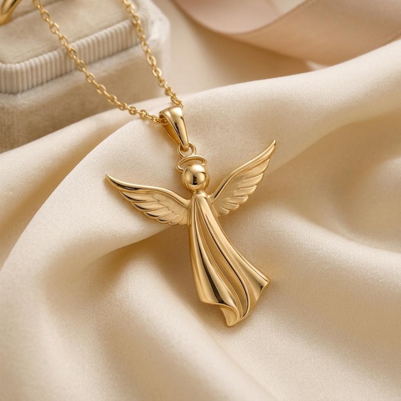 Sculpted Angel Pendant | 925 Sterling Silver | Guardian Angel Theme | Sympathy & Protection Gift bild 5