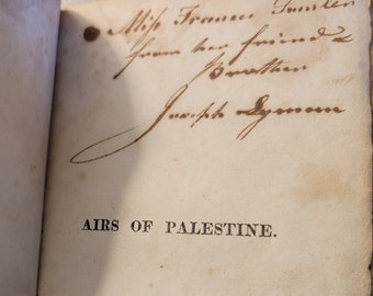 1817 Antiguo libro de poesía - Airs of Palestina de John Pierpont - Libro de poesía romántico desgastado - Victoriano, 1800