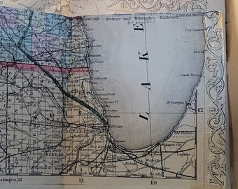 1857 ZELDZAAM geschiedenisboek van Wisconsin en grote kaart - Wisconsin en zijn bronnen - James S. Ritchie