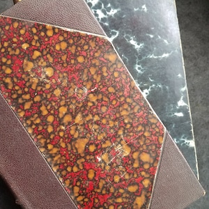 Leather French Victorian Book - Mon Oncle Benjamin - Decorated Endpapers, Marbled Paper Covers