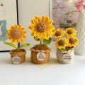 Crochet Sunflower in Pot – Handmade Crochet Desk Decor – Personalized Gift for Mother – Knitted Flowers Pot – Cheer Up Gift with Custom Tags product logo