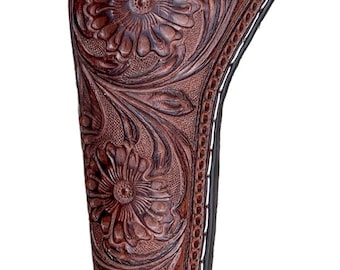 Handmade Floral Leather Revolver Holster: Western Cowboy Style