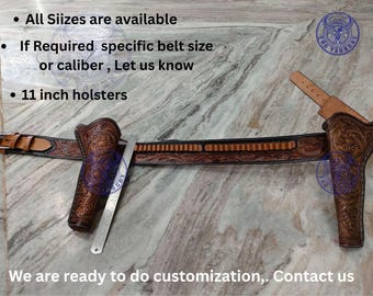 Handmade Leather Cowboy Holster Rig, Dual Cross Draw, SASS Ready