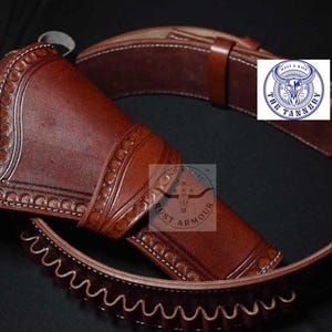 Western Cowboy Vintage Belt Ammo Loops Leather Holster .22 .357 .38 .44 .45