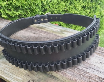 Handgemaakte western leren patroonriem: .22, .38/.357, .45 kaliber en 12/20 gauge
