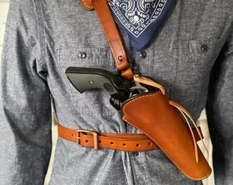 Handmade Leather Chest Holster: Colt Python & King Cobra .357 Mag