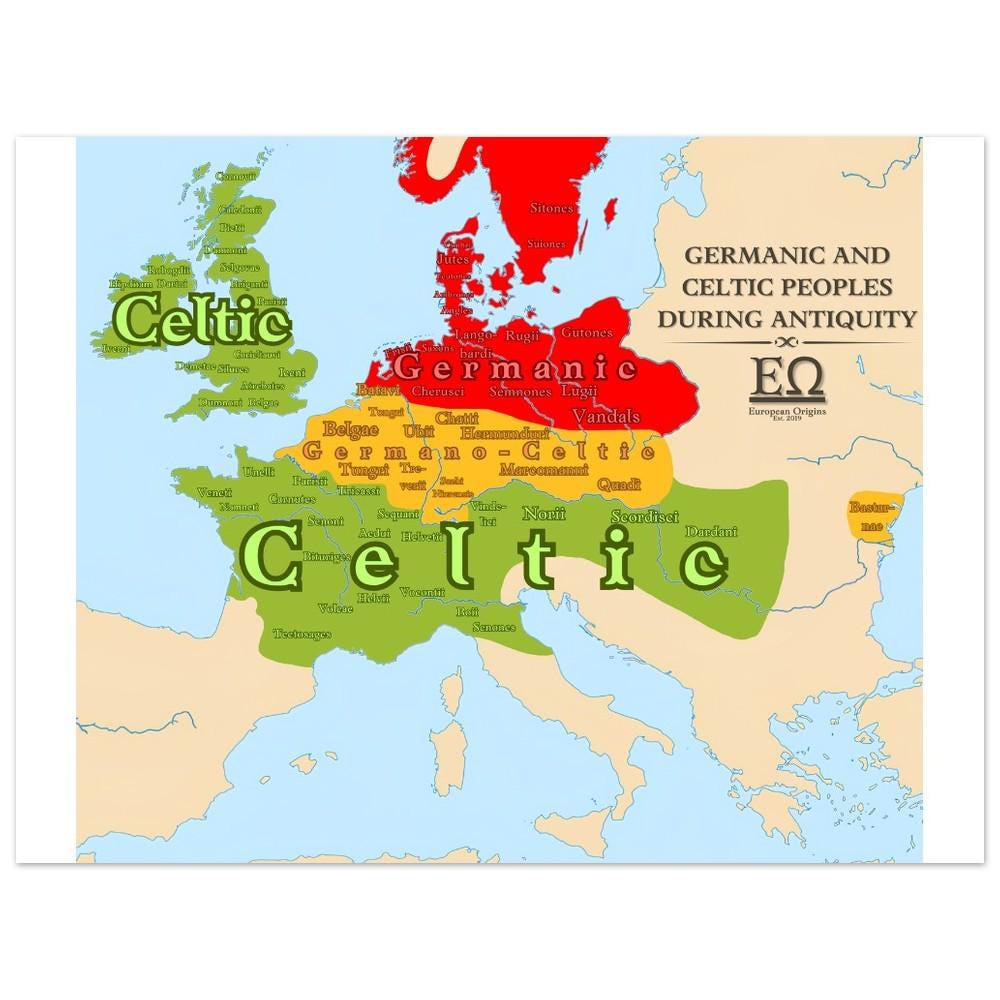 Map of Germanic and Celtic Peoples During Antiquity Print - Etsy