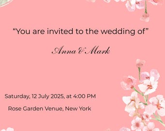 Editable Wedding Invitation Template | Printable Invitation | Canva Template