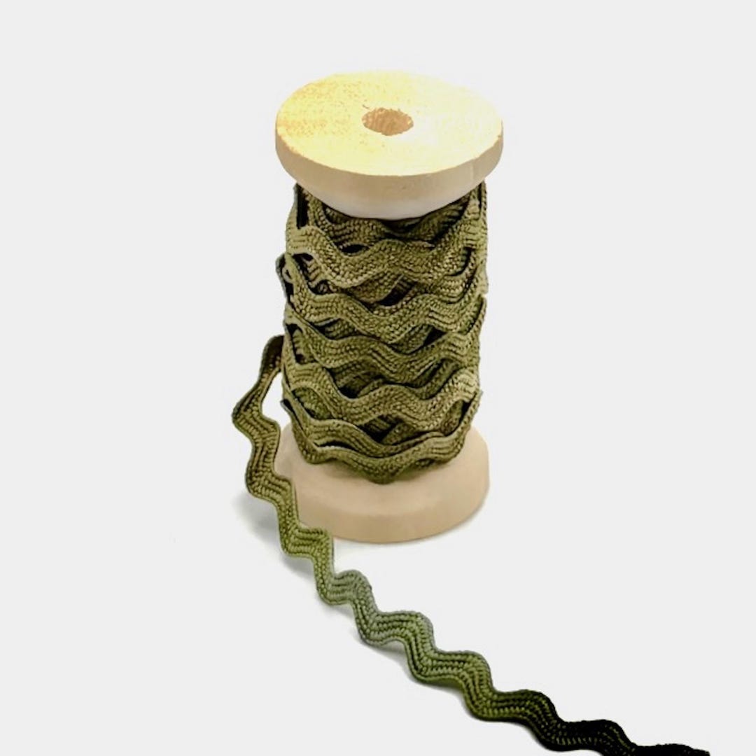 Khaki, Green, Hand Painted, Rick Rack, 1/4