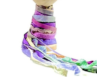Designer ribbon ~ Great Adirondack yarn ~ Ribbon scraps ~ Ribbon bundle ~ Ribbon pack ~ GARB18MC02