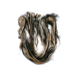 Black and beige slubbed mohair and wool yarn Novelty yarn Textured yarn Slub yarn Wool for felting Hairy yarn MOMC124 image 3