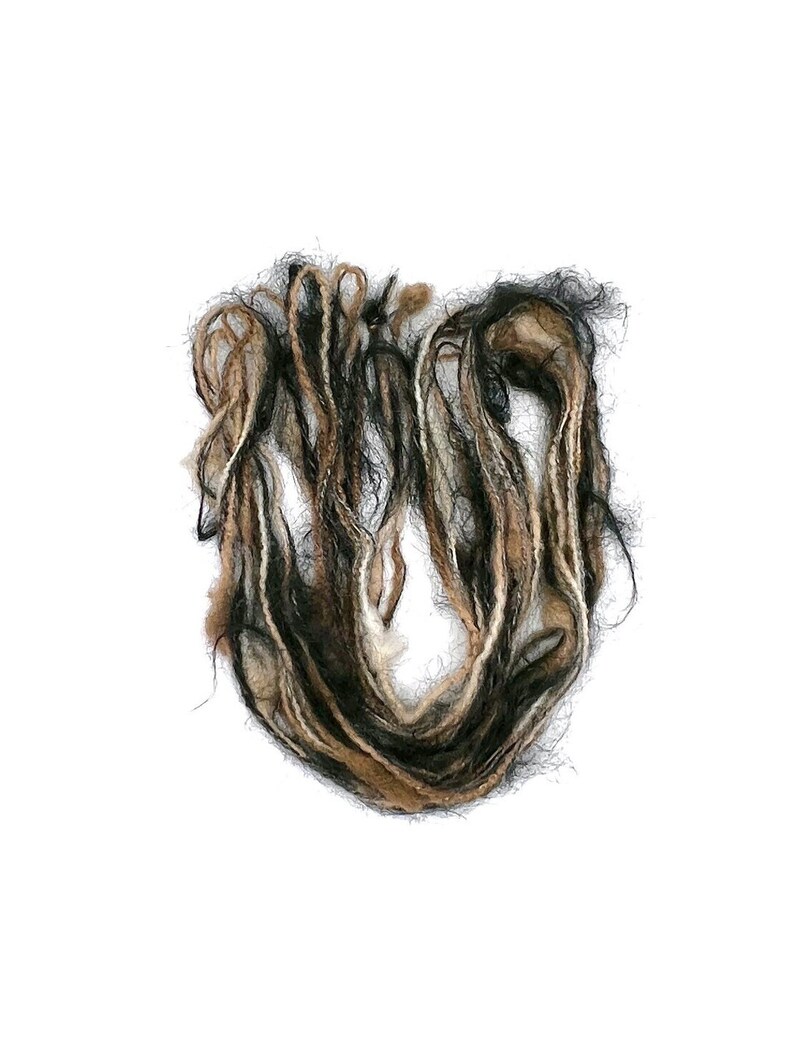 Black and beige slubbed mohair and wool yarn Novelty yarn Textured yarn Slub yarn Wool for felting Hairy yarn MOMC124 image 3