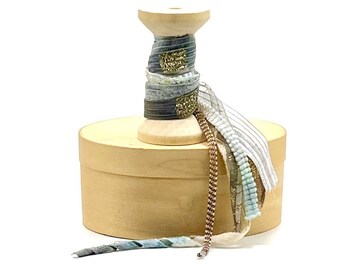 Designer ribbon ~ Great Adirondack yarn ~ Ribbon scraps ~ Ribbon bundle ~ Ribbon pack ~ GARB18GRY01