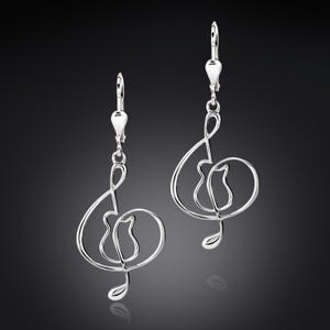 1-inch silver dangle guitar charm earrings with lever back closures - guitarclef®