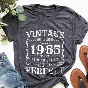 Vintage 1965 T-Shirt, Aged To Be Perfect, 1965 Vintage Birthday Gift Tee, Retro Style, 60th Birthday Gift, Custom Year Shirt, 60th Birthday