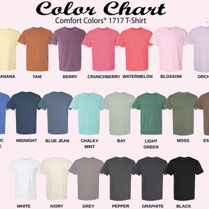 a color chart for a t - shirt with different colors