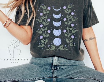 Celestial Moon Phase Shirt, Boho Astrology Tee