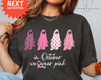 Pink Ghost Breast Cancer Awareness Comfort Colors Shirt