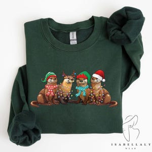 Otters Christmas Lights Sweatshirt, Otters Merry Christmas Shirt, Sea Animal Christmas Apparel, Otter Lover Christmas Gift, Christmas Gifts