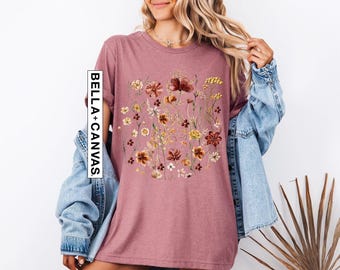Vintage Wildflower Shirt, Cottagecore Botanical Tee