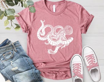 Octopus Gyotaku Art Shirt, Japanese Samurai Tee