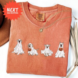 Cute Ghost Dog Halloween T-Shirt, Spooky Season, Comfort Colors
