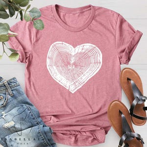 Tree Trunk Heart Shirt, Heart Wood Slice Shirt, Camping Shirt, Hiking Shirt, Nature Life Shirt, Gift For Mother, Campers Gift, Forest Shirt