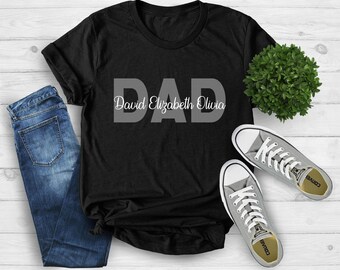 Custom Dad Shirt With Kids Names, Personalized Father's Day Gift