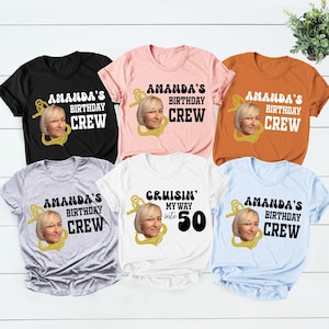 Custom Cruise Birthday Face Photo Crew Shirt, Cruisin 50th, Personalized Birthday Shirt, Birthday Group Shirt, Cruise Birthday Party T-Shirt