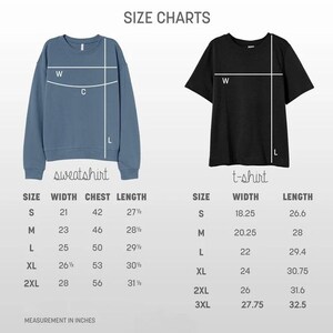 the size chart for a sweatshirt with measurements