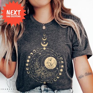 Mystic Moon And Sun Shirt, Mystical Moon Phase Shirt, Moon Phase T-Shirt, Boho Vintage Moon Shirt, Spiritual T-Shirt, Celestial Moon Shirt