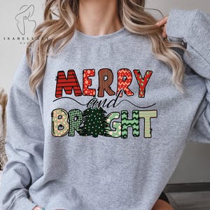 Christmas Sweatshirt, Women&#39;s Christmas Sweatshirt, Christmas Sweatshirts for Women, Christmas Women, Merry Christmas Sweater, Bright Hoodie