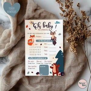 Baby Prediction Card - Forest Baby Shower Game | Boy Theme | Prediction Card for Future Baby