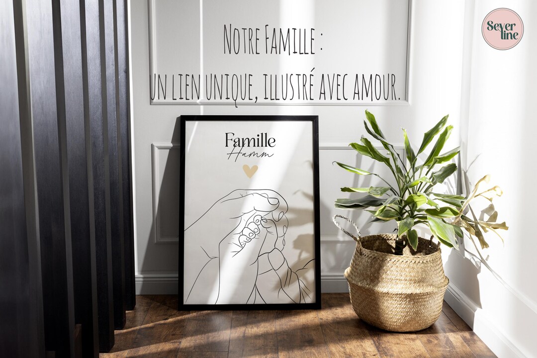 Personalized Family Poster – Line Art Illustration of Hands – Digital ...